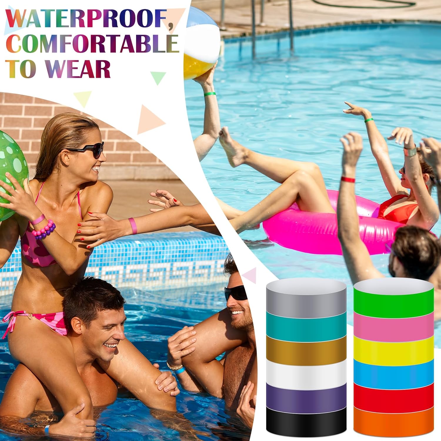 Tudomro 12000 Pcs Paper Wristbands for Events Arm Hand Lightweight Neon Colored Concert Party Wristbands Adhesive Paper Bracelets Waterproof(Colorful) - Image 5