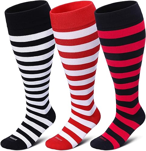 Miniatura 50 de LEVSOX Calcetines de compresión de talla grande para mujeres y hombres, pantorrilla ancha, extra grandes, 15-20 mmHg, hasta la rodilla, calcetines 3
