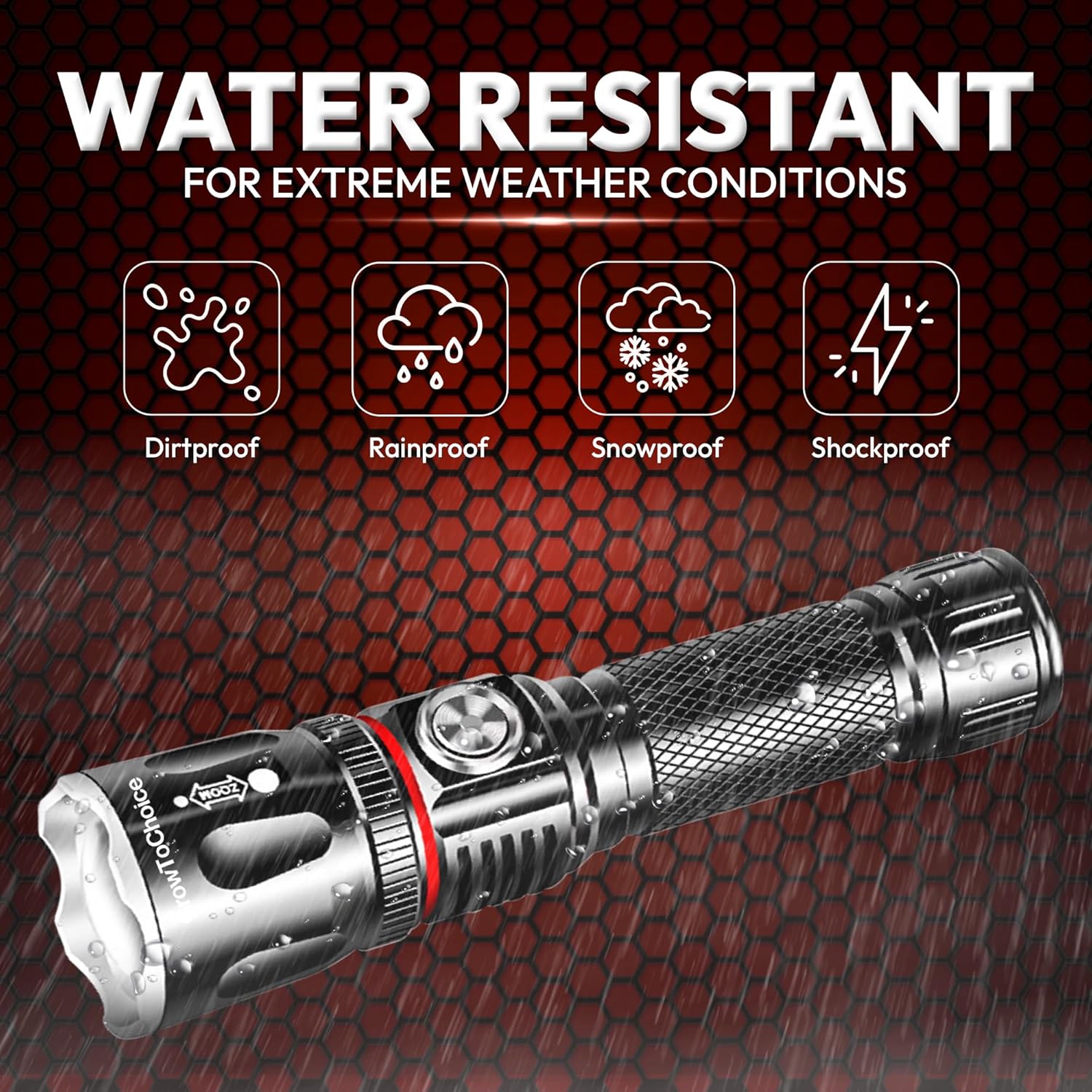 Rechargeable LED Flashlight Camping Gear Must Haves - Tactical Flashlights with High Lumens and 4 Modes - Zoomable 1000 Lumen Waterproof Flashlight -Flash Light for Emergency, Camping, Hiking