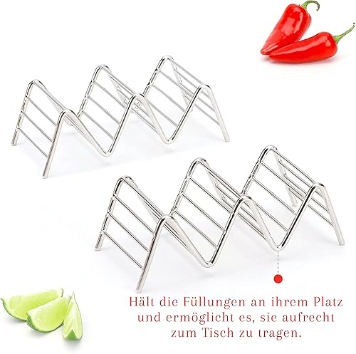 Miniatura 2 de Juego de 2 soportes apilables de acero inoxidable de alta calidad, cada estante tiene capacidad para 2 o 3 tacos duros o suaves, cinco estilos