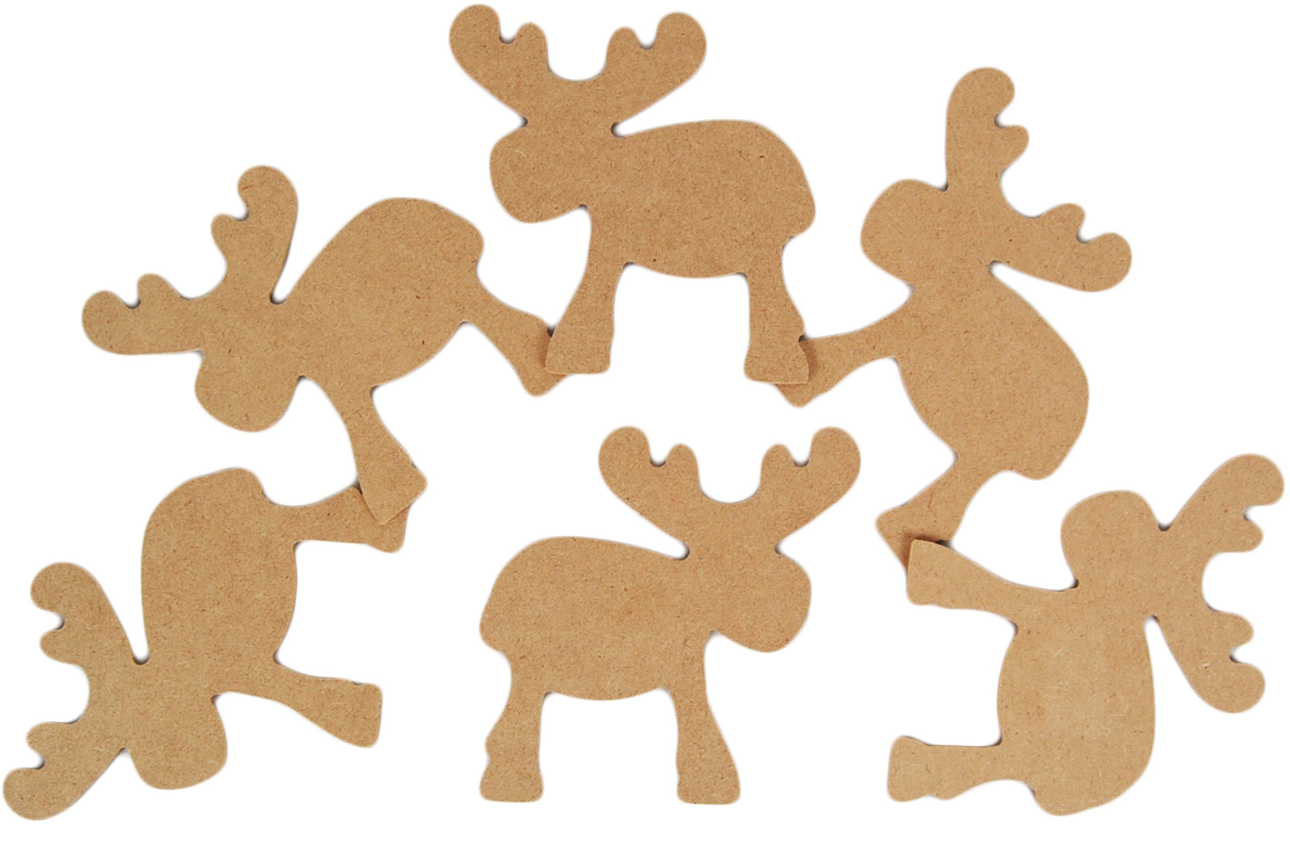 Country Love Crafts Flat Reindeer Wooden Craft Blank, Light Brown