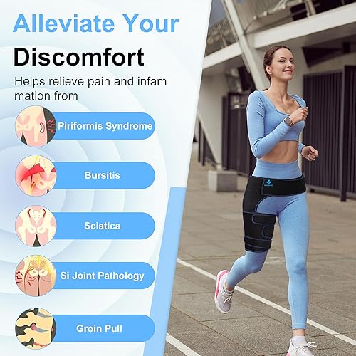 Miniatura 2 de Soporte de cadera para dispositivos de alivio del dolor de ciática, isquiotibiales ajustables, muslo, ingle, envoltura de compresión para el nervio