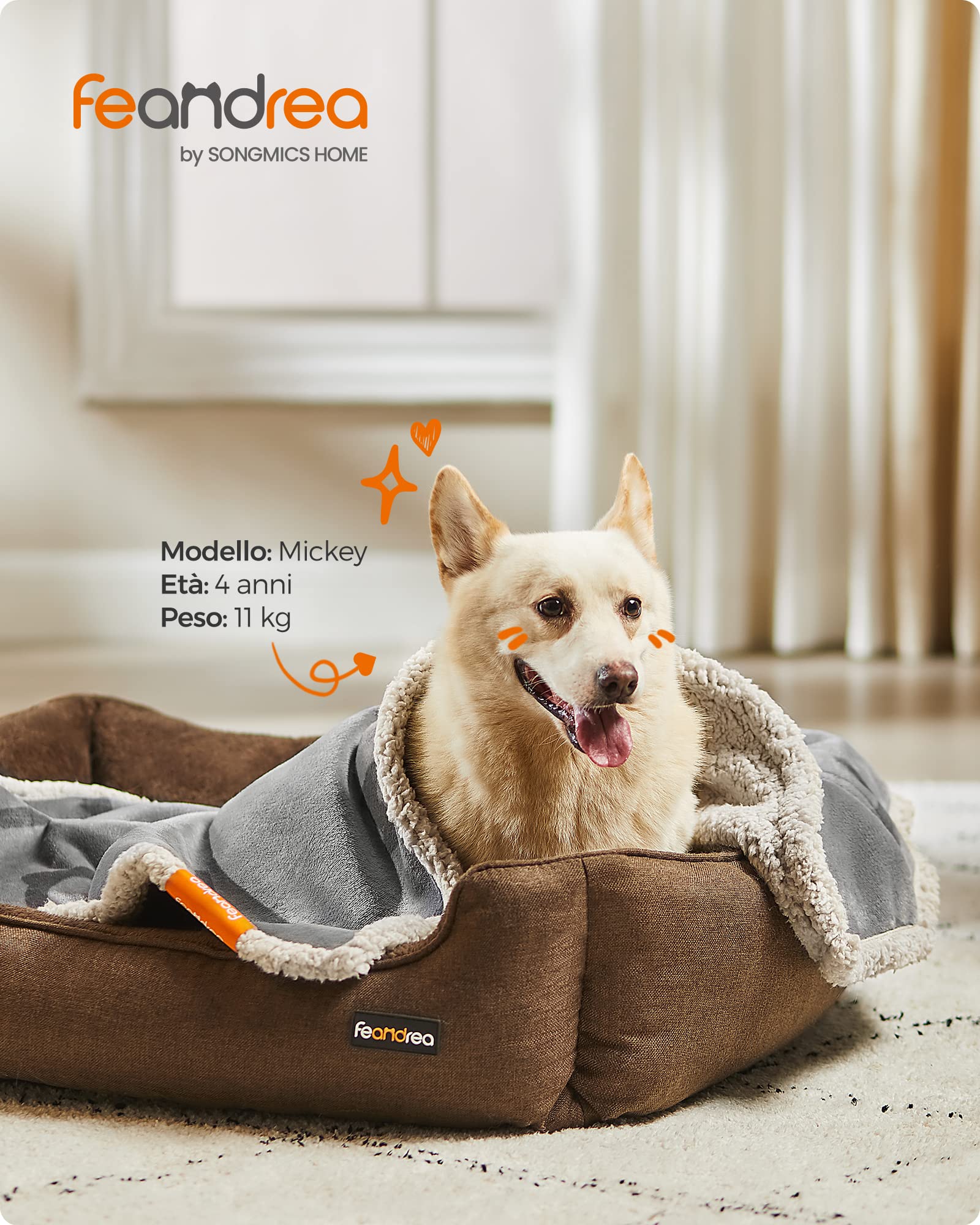 Feandrea Coperta Impermeabile per Cani, Coperta Animali Domestici in Sherpa per Cani Nani e di Piccola Taglia, Gatti, 101 x 73 cm, M, Coprisedile Reversibile Lavabile in Lavatrice, Grigio PPB040G01