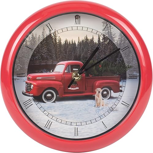 Mark Feldstein & Associates El reloj rojo de villancico de Ford Truck juega 12 villancicos tradicionales