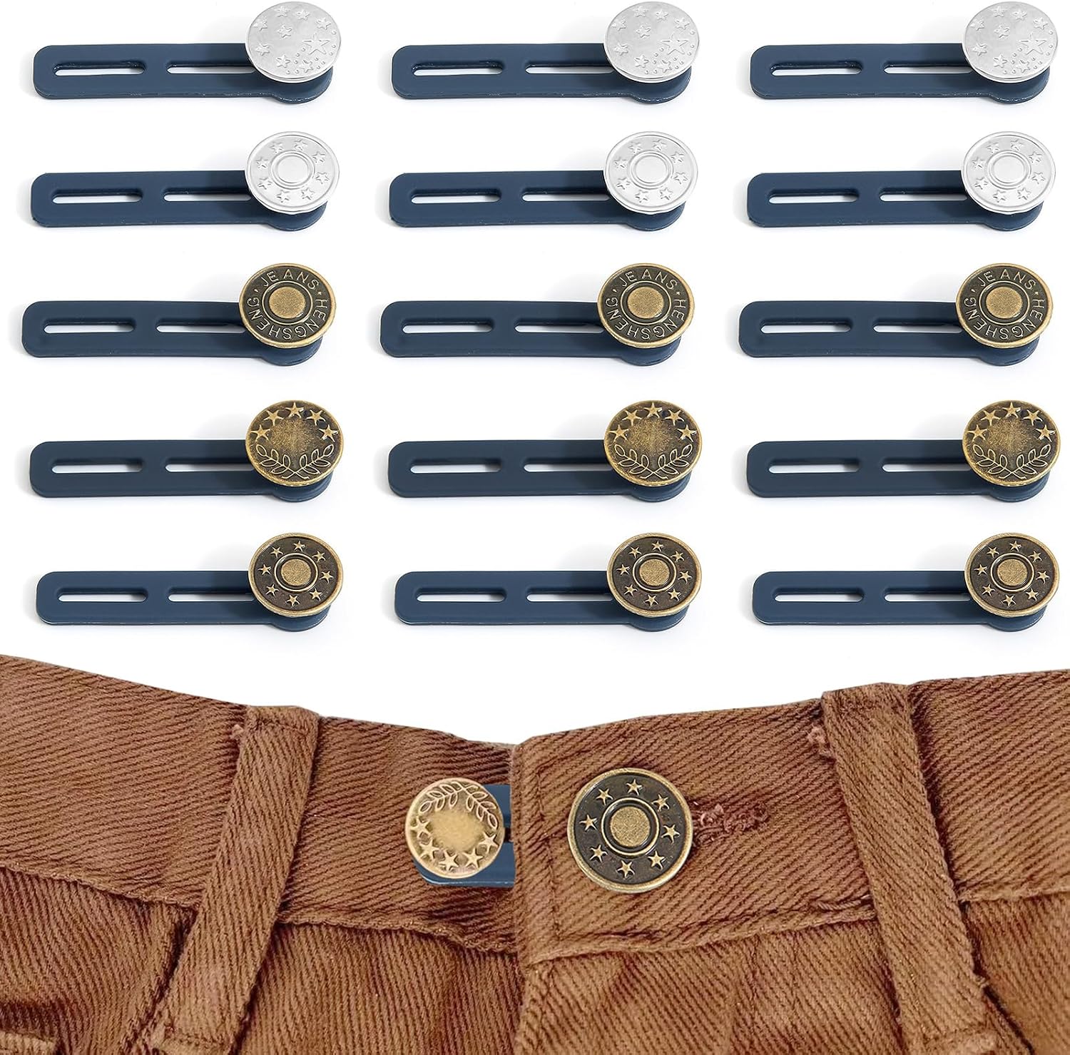 15 PCS Button Extenders for Jean, Pant Button Waistband Extender