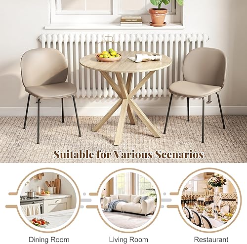 Miniatura 49 de Giantex Mesa de comedor redonda de madera de 36 pulgadas, mesa de cocina de granja con base de pedestal intersectable y patas de madera de goma