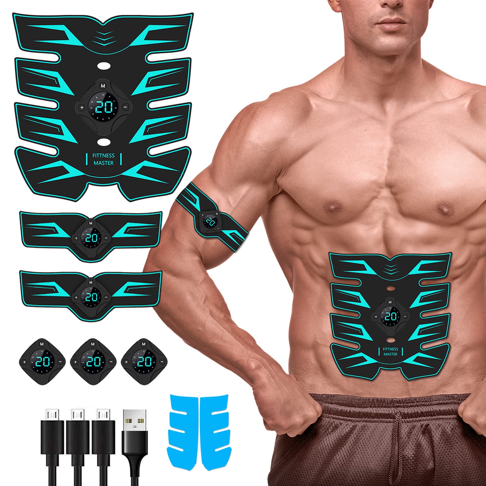 Innocareer Abs Stimulator, EMS Muscle Stimulator Belt Fitness Equipment with Gel Pads Replacement fo