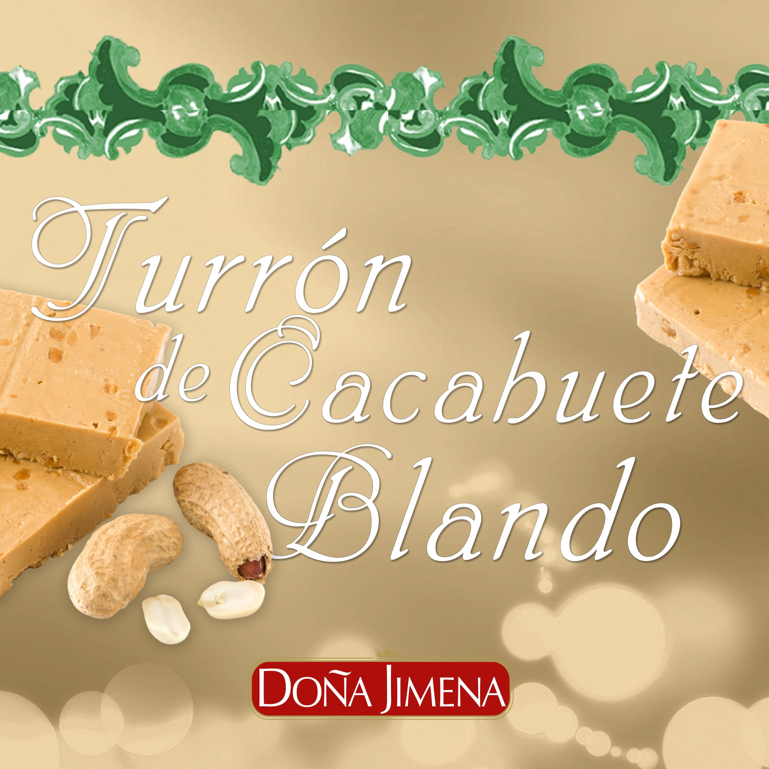 Doña Jimena Turrón de Cacahuete y Miel, Textura Cremosa, Calidad Suprema, Típico Dulce Navideño, Turrón Tradicional Sin Gluten, Almendra, 150 Gramos