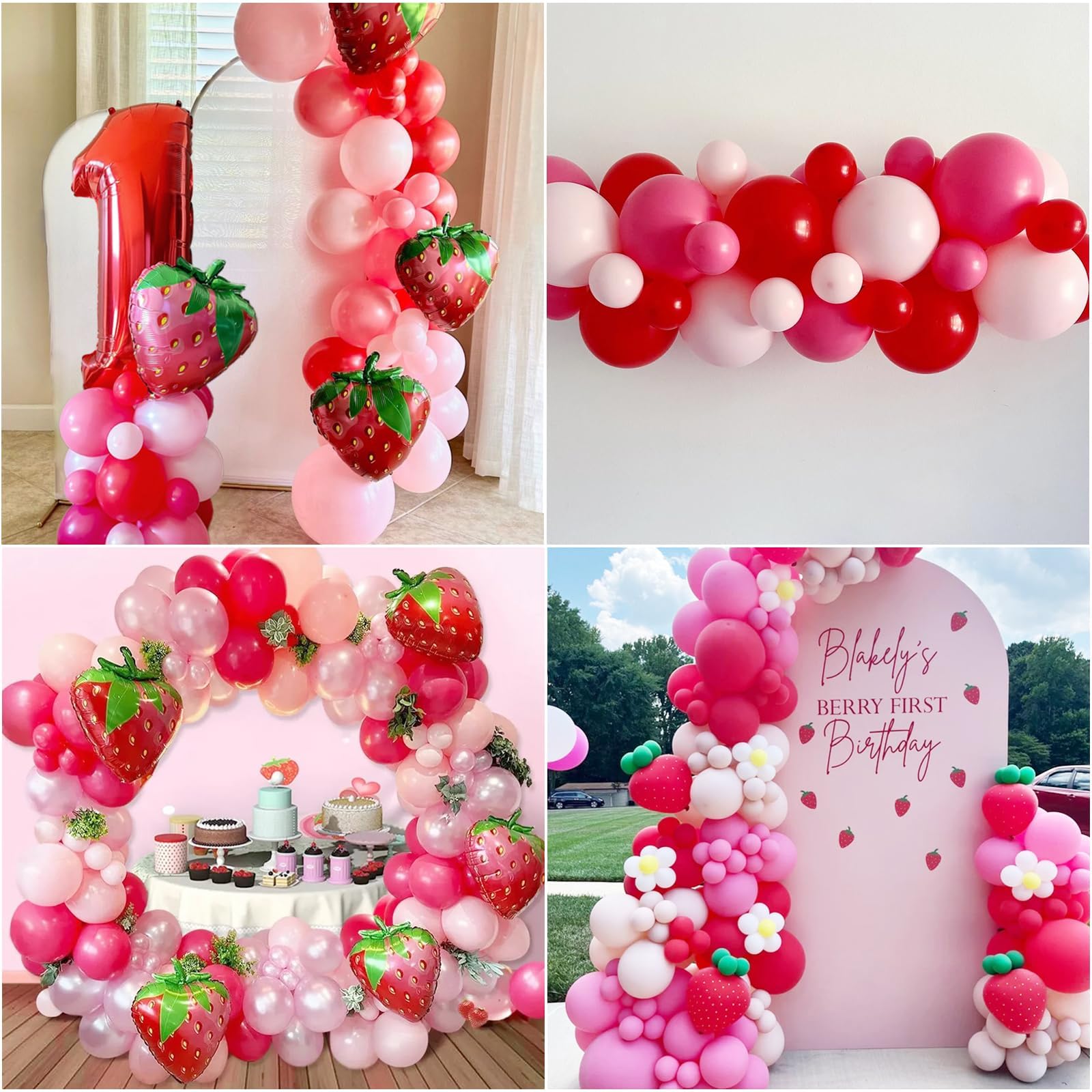Luftballons Rosa Rot 60 Stück 12 Zoll Fuchsia Hot Pink Rot Luftballons Set Neon Pink Magenta Rosa Geburtstag Party Ballons Deko für Mädchen Erdbeere Beere Verlobung Hochzeit Babyparty Dekorationen
