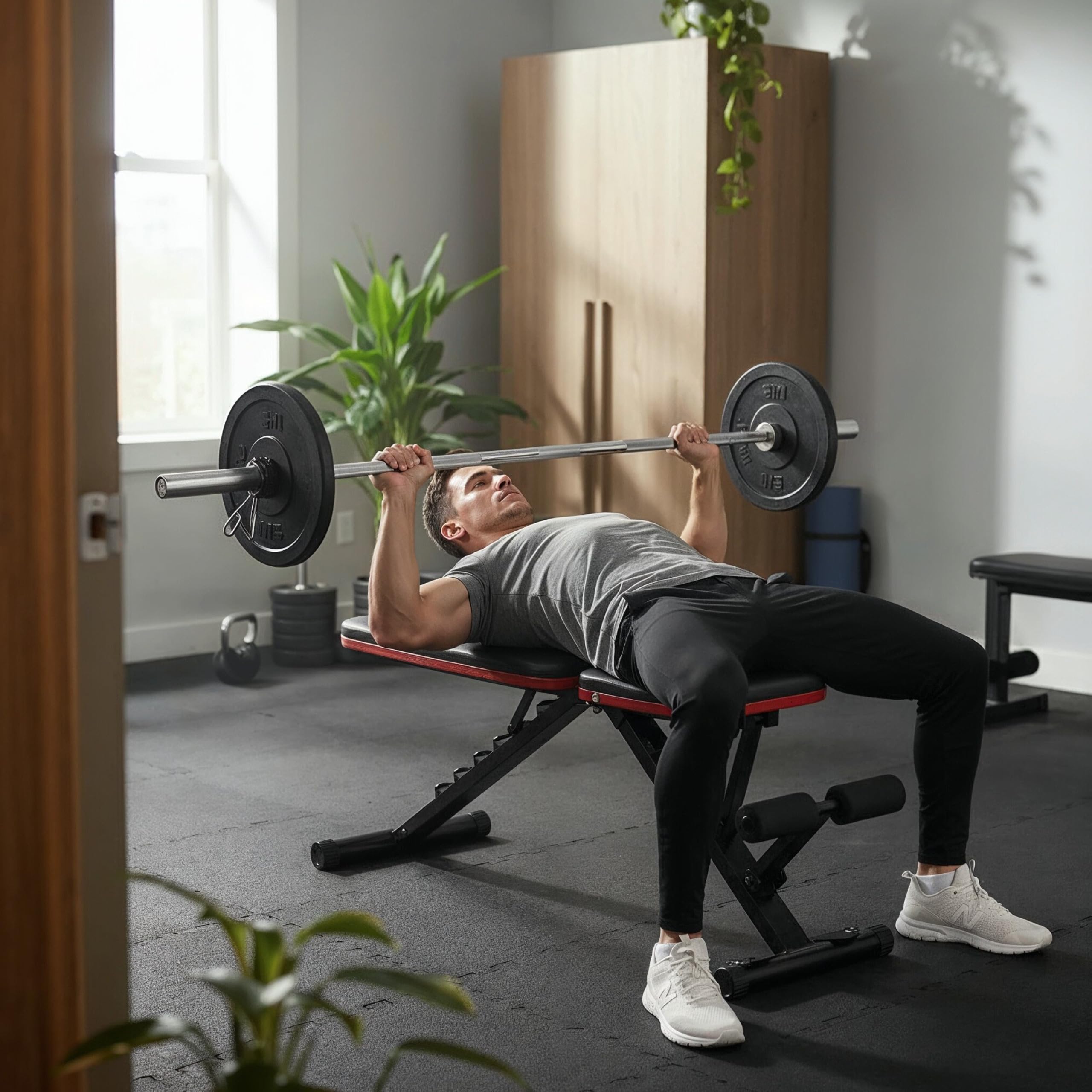 ATHLER Gorilla 15 regulowana ławka do podnoszenia ciężarów – składana – ławka treningowa skośna – 7-stopniowa regulacja oparcia – z taśmami fitness – do domu, na siłownię, trening całego ciała