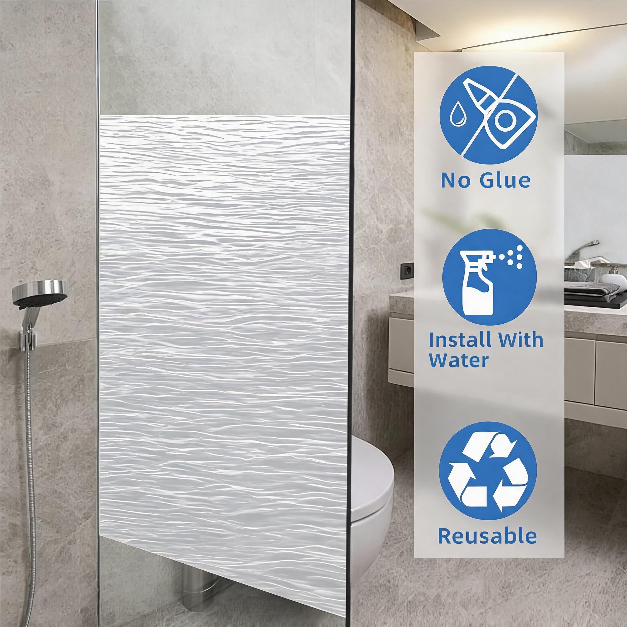 Film Fenetre Anti 110 x 240 cm pour Intimité Protection UV Papier Occultant pour Vitre Pas de Colle Convient La Cuisine de Salle Bain Chambre du Bureau, Doubler
