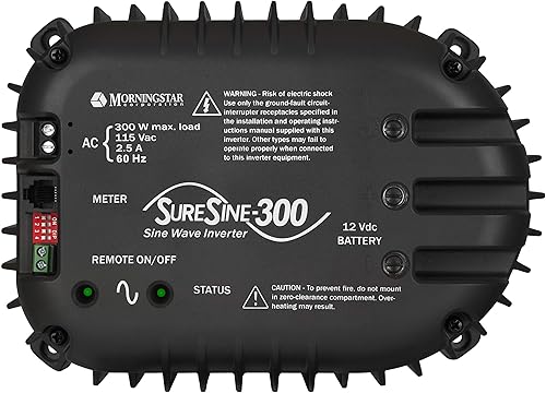 Miniatura 1 de Morningstar SureSine - Inversor de corriente de 300 W, inversor de onda sinusoidal pura, inversor de potencia de 12 V a 110 V CC a CA, inversor de