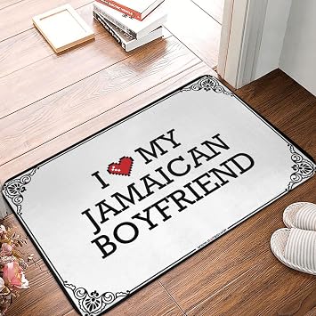 Bathroom Stone Doormat I Love My Jamaican Boyfriend | Soft - Waterproof Door & Foyer/Funny Outdoor Mat Front Door, Keep Off65X90CM