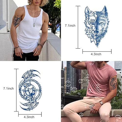 Miniatura 2 de Tatuajes realistas a base de jugo, 14 hojas, temporales de larga duración para adultos, tatuajes de media manga para brazo, tatuajes 3D grandes,