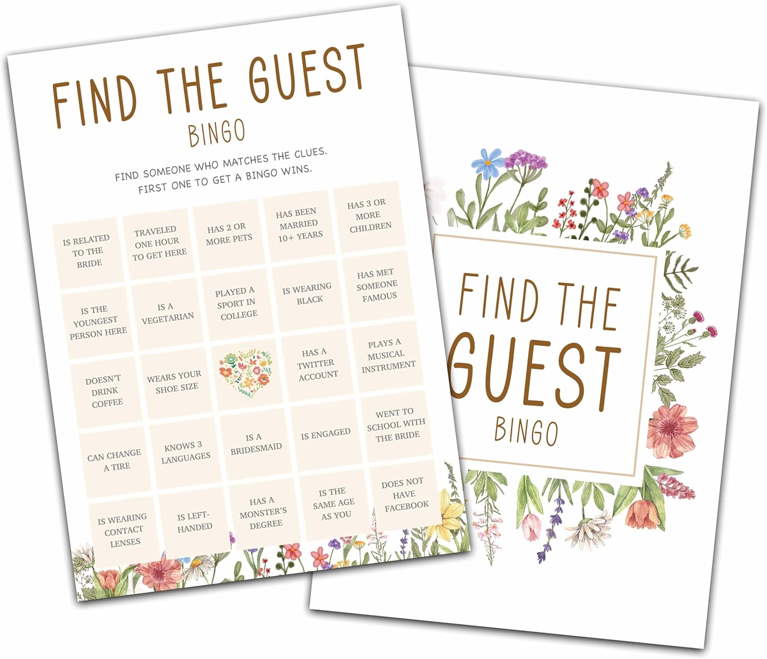 Wildflowers Wedding Shower Games, Over Or Under Bridal Shower Games Cards, Spring Flowers Wedding Bachelorette Party Game Ideas, Engagement Party Supplies & Activity, Set of 30 Cards -A02