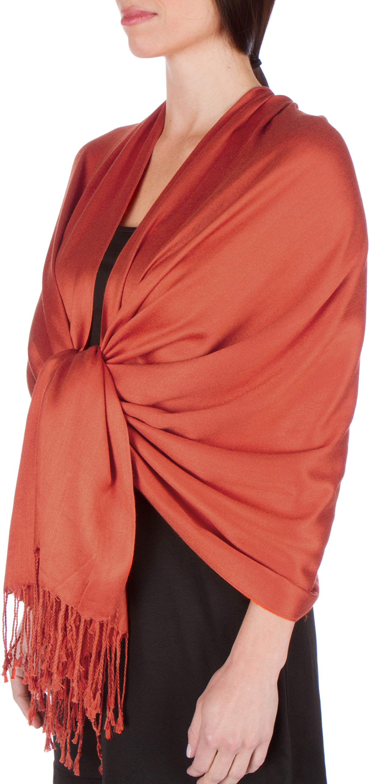 Sakkas Women's Rust Large Soft Silky Pashmina Shawl Wrap Scarf In Solid Colors