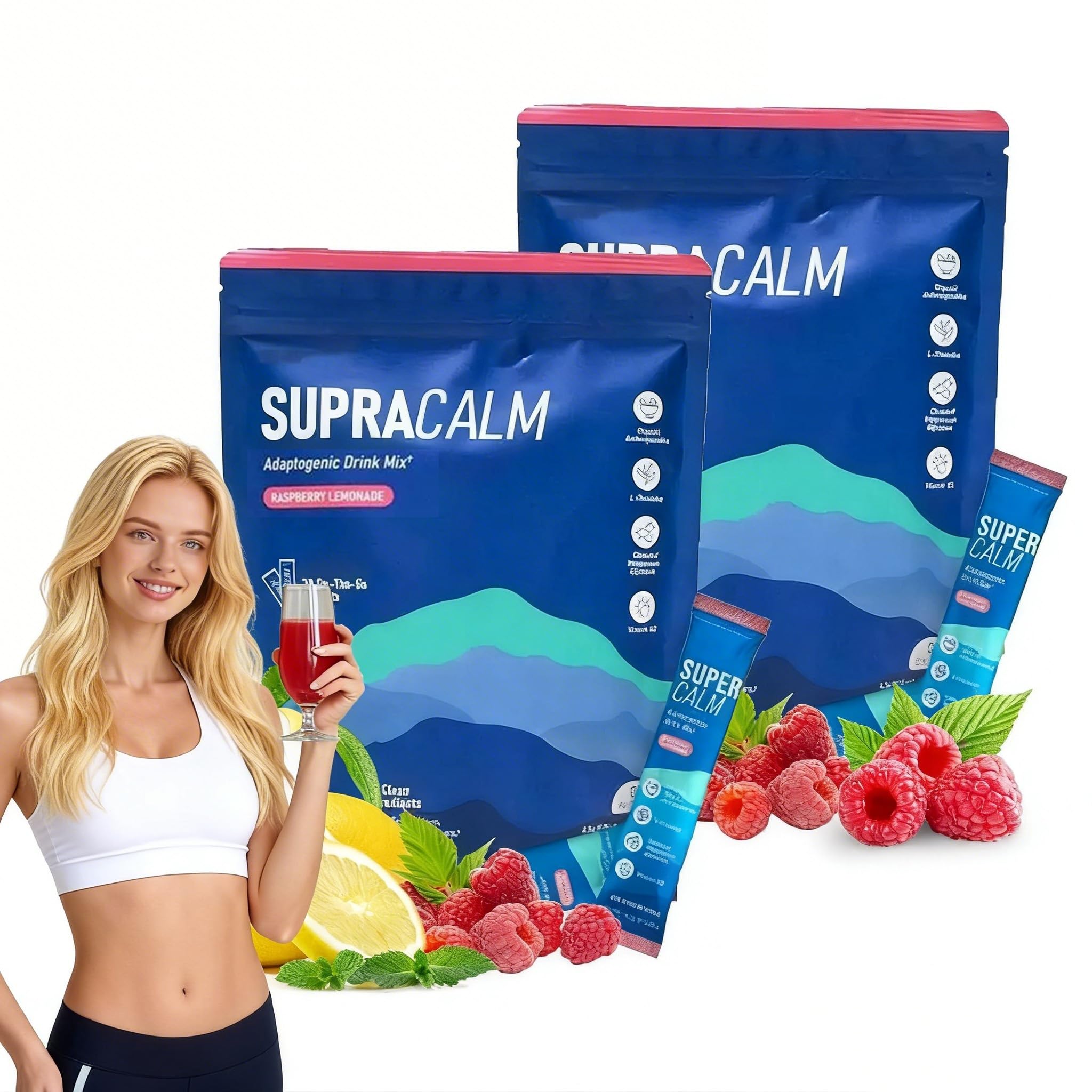 2026 New Cortisol Cocktail Pulver, 40 Sticks Supercalm Getränkepulver, Mit Zitrone & Himbeere, Für Entspannung & Ausgeglichenheit, Praktische Portionssticks, Für Alltag & Beruf