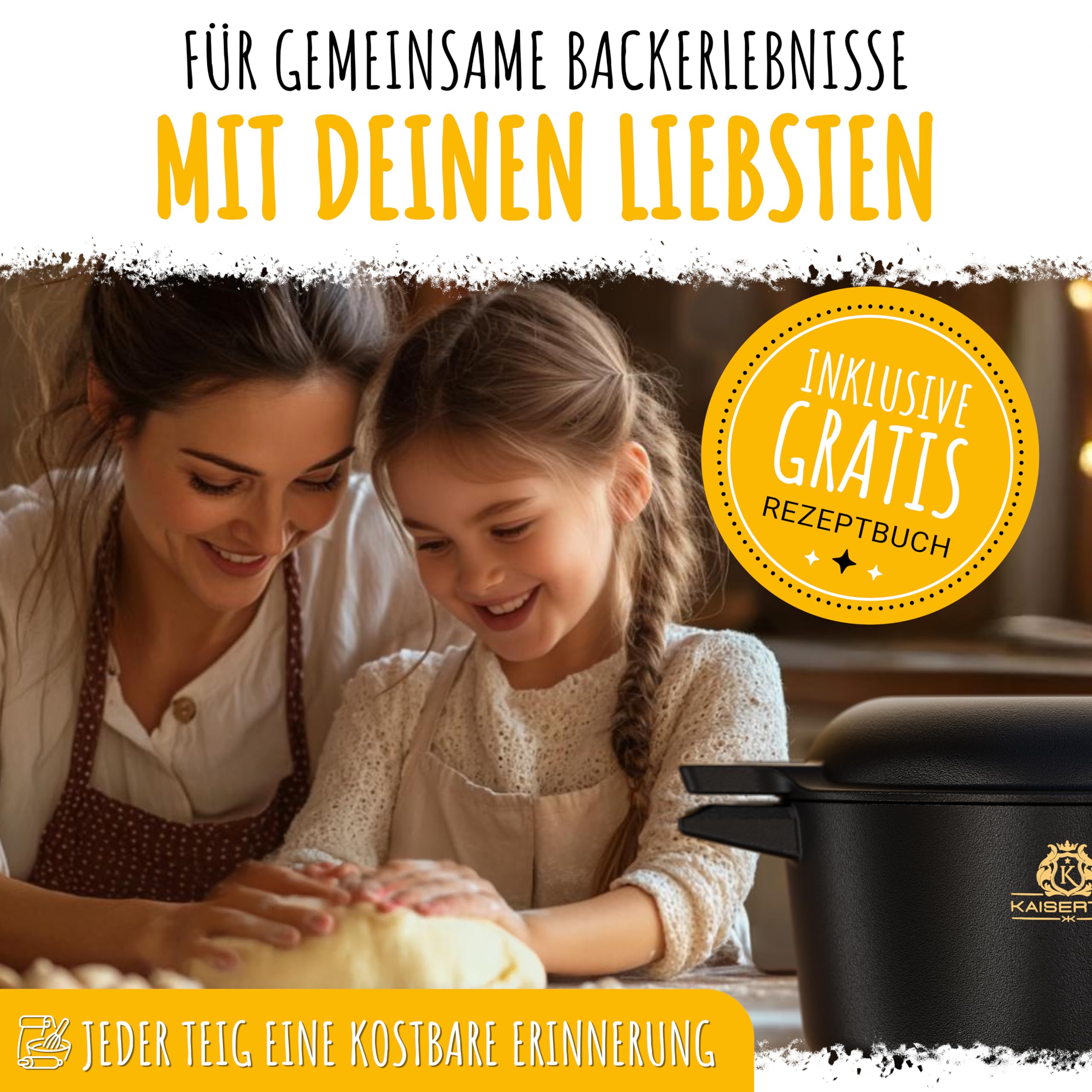 Kaisertal Stampo Per Pane In Ghisa Con Coperchio E Cestino Lievitazione – 26 Cm – Pentola Forno Per Pane Fatto In Casa, Pane Tostato E Lievito Madre - 3