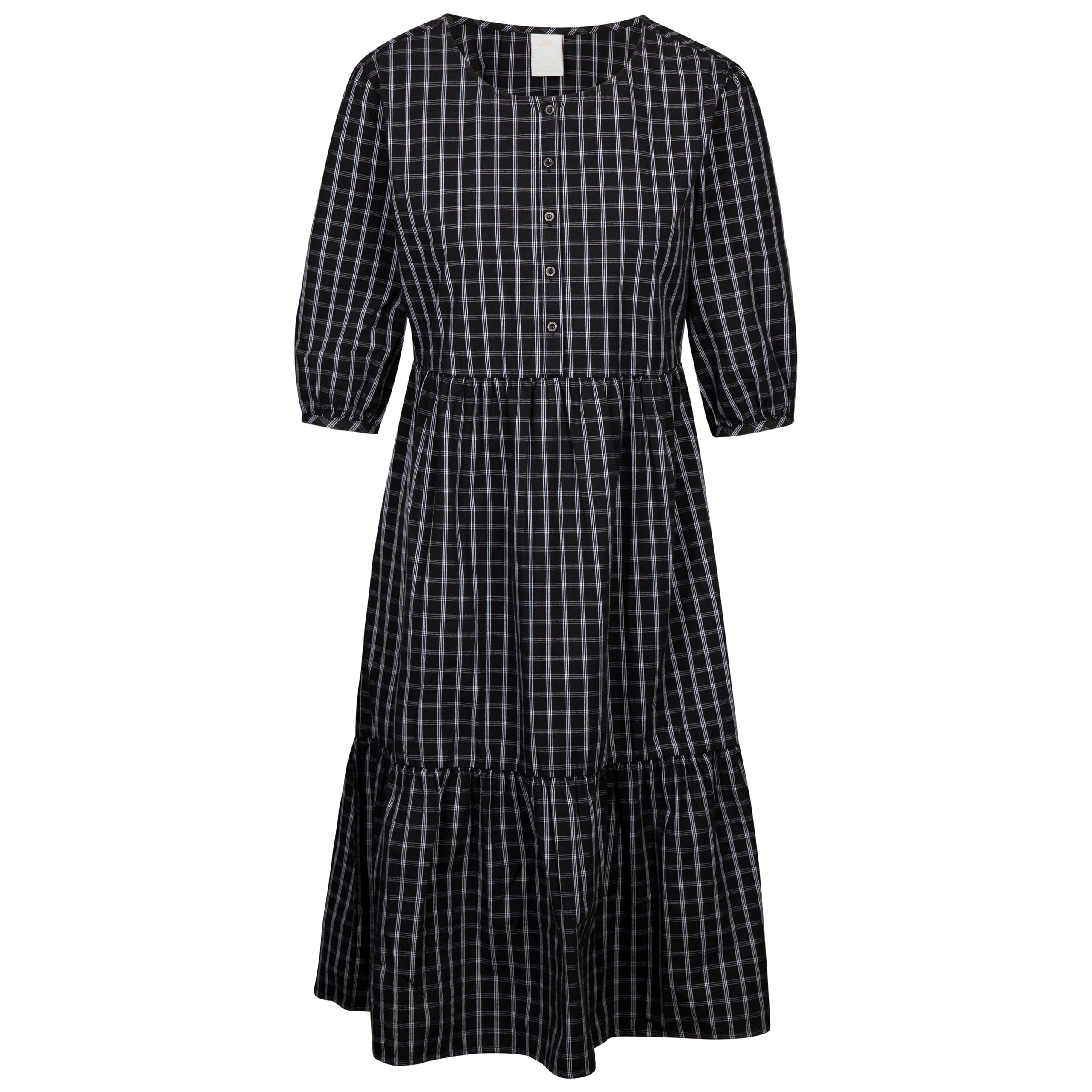 Trespass Womens Summer Dress Round Neck with 3/4 Sleeve Check Print Lidia