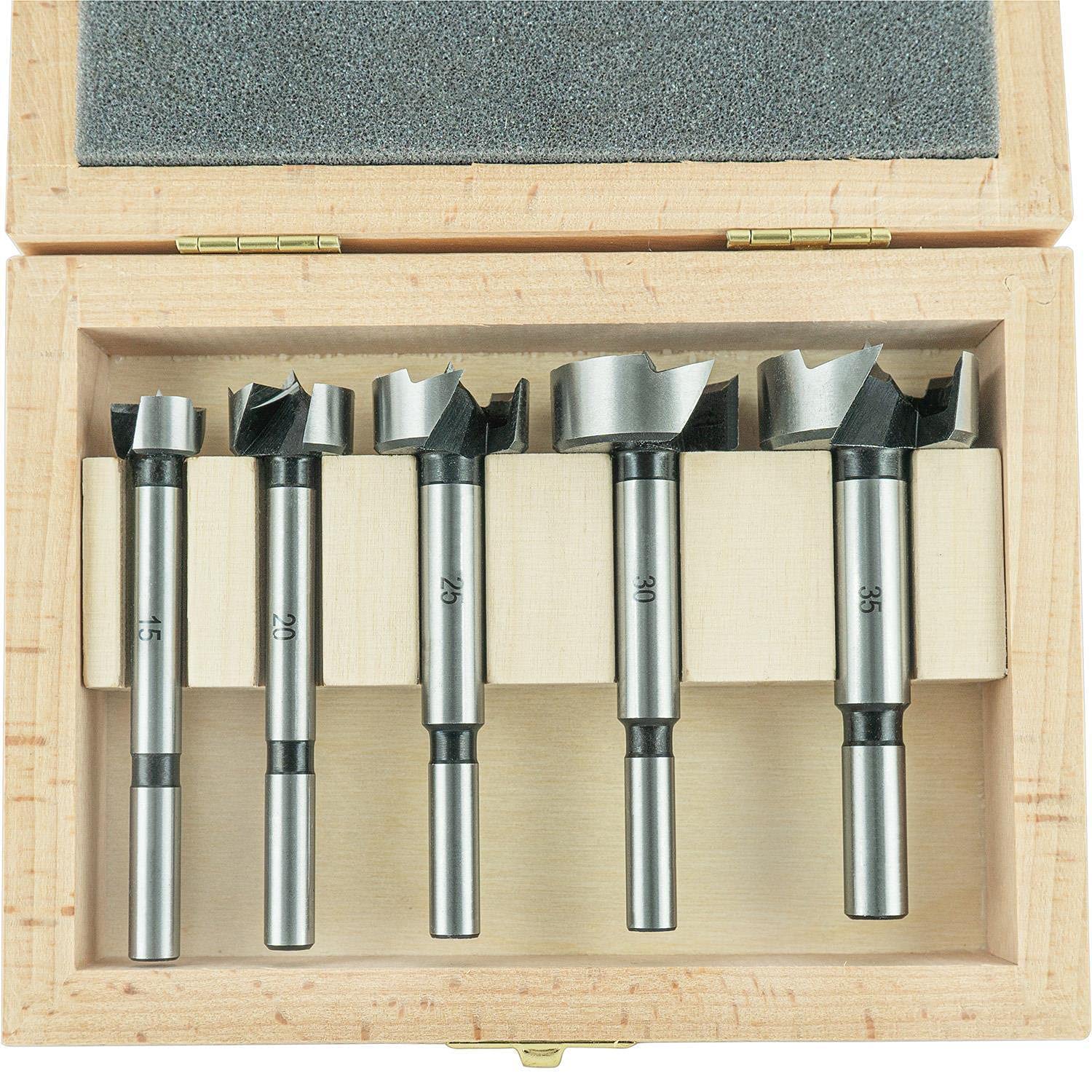 ENT 40305 5-czesciowy zestaw bitów Forstner premium - kuta stal narzedziowa, srednica (D) 15-20-25-30-35 mm, trzpien 8/10 mm