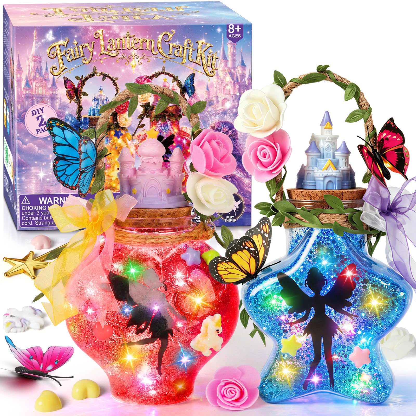 Fairy Lantern Craft Kit for Kids Ages 6+ - Make 2 LED Night Lights