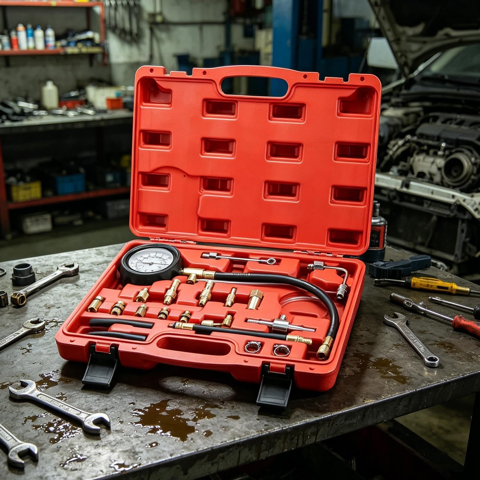 Tester Pressione Olio Rilevatore Di Compressione 0-9,7 Bar Per Iniettori | Tester Motore Automotive Per , Auto, Camion, Moto, Garage Domestico, Officina, Meccanici E Tecnici