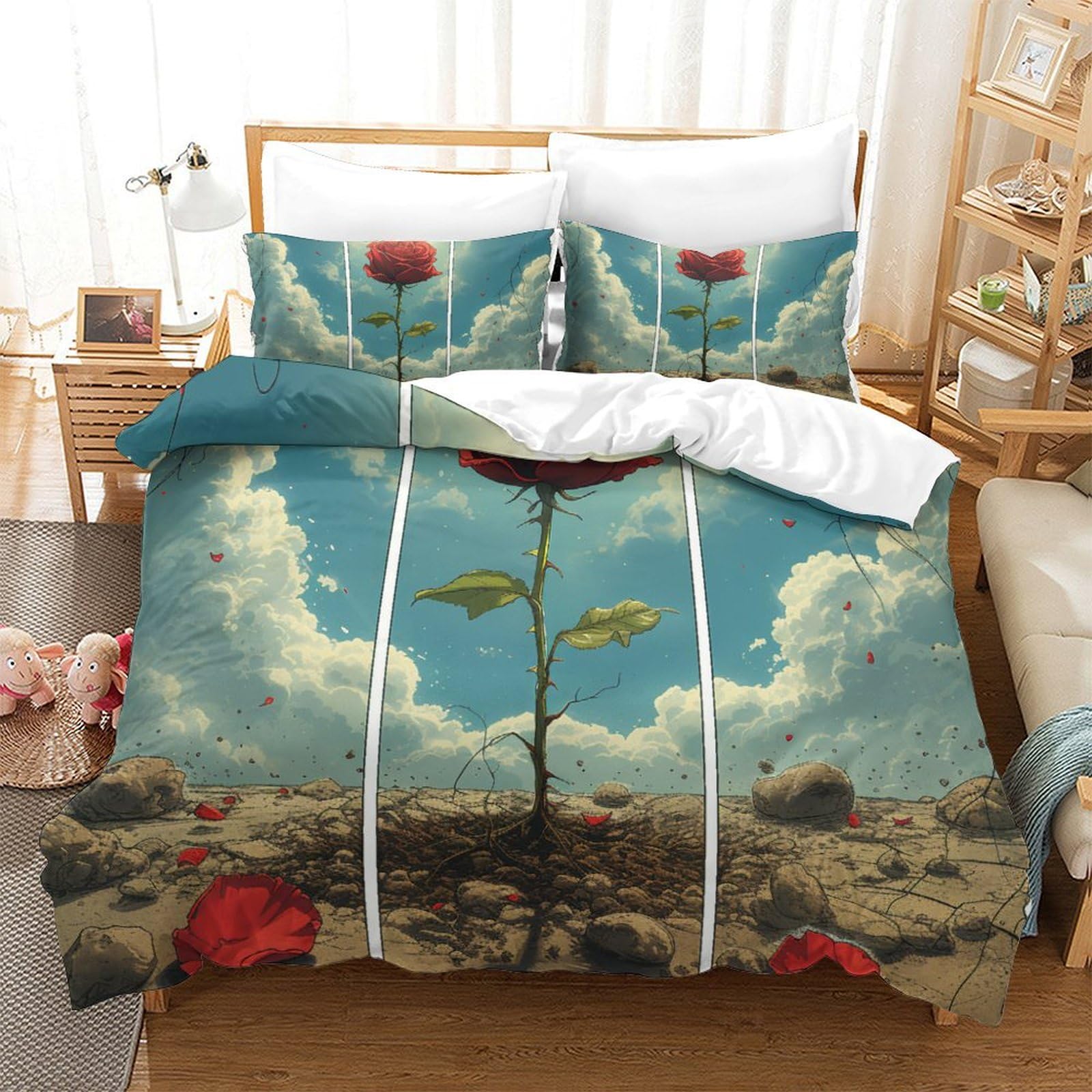 Housse de couette roses 3D literie enfants pour transformer la chambre d'ado