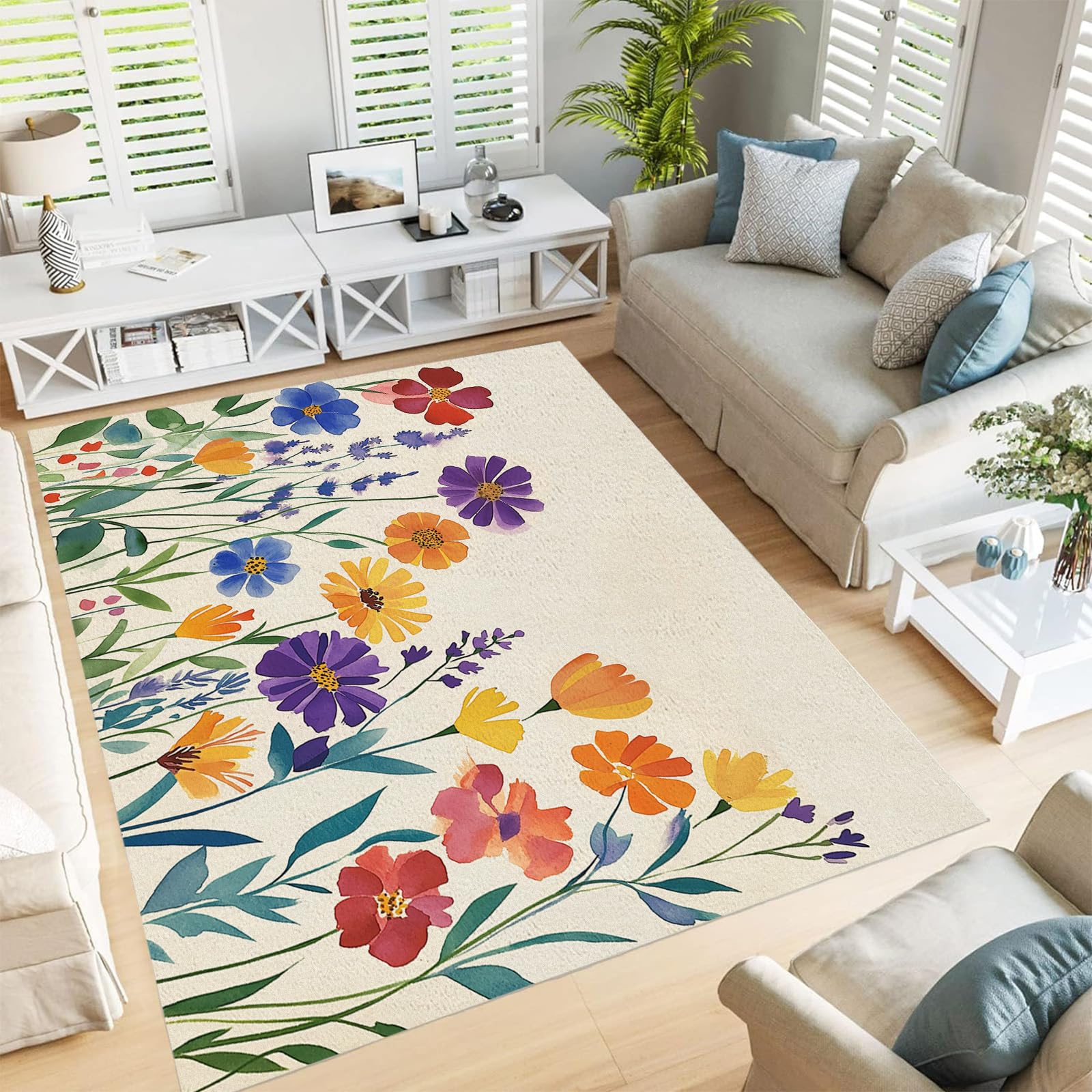 Tapis de salon antidérapant résistant aux taches et facile à laver