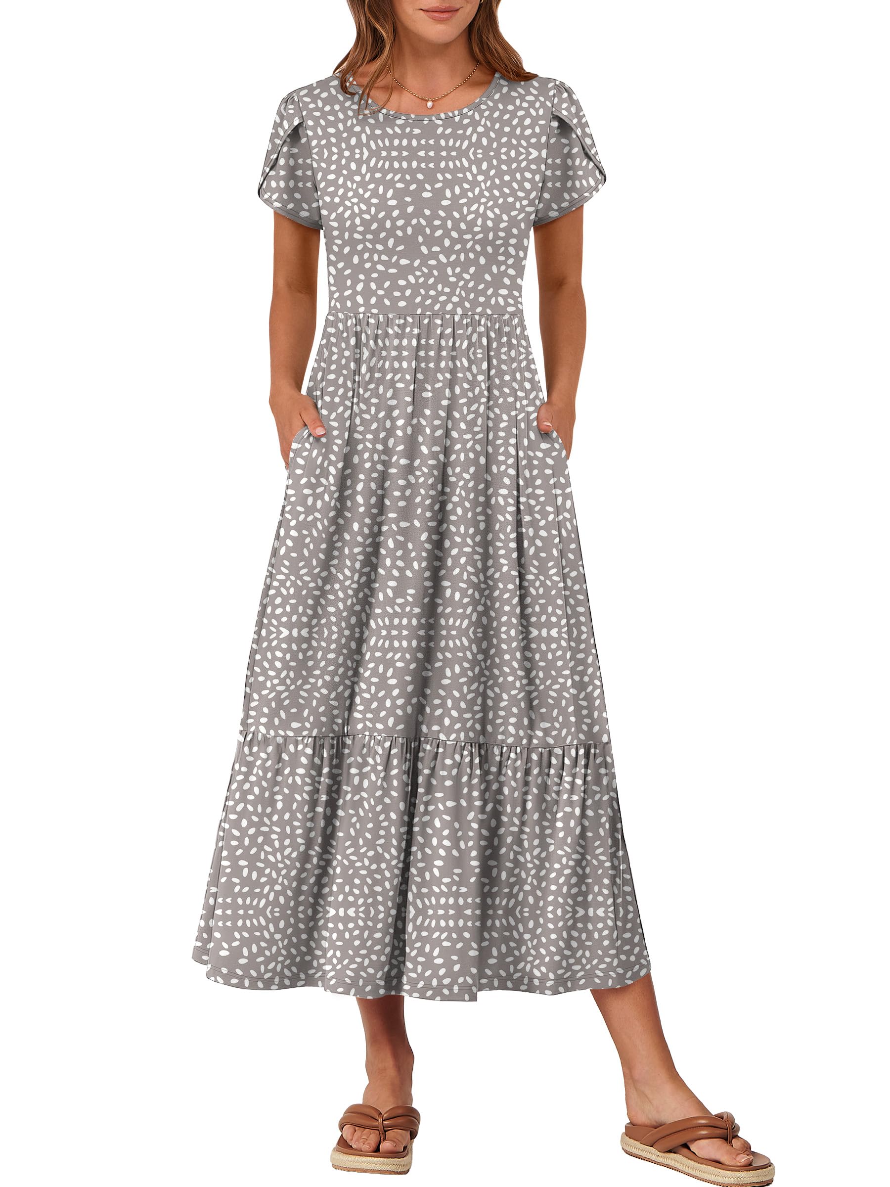 ANRABESS Petal Sleeve Maxi Dress