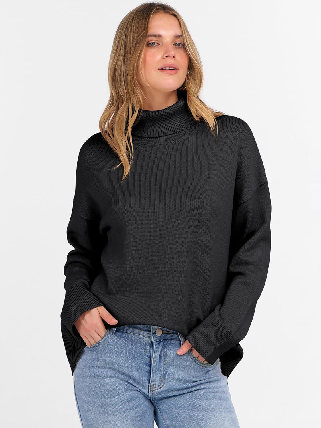 ANRABESS Womens Turtleneck Sweaters Oversized Chunky Long Sleeve Knit High Low Hem Pullover Top 2026 Fall Winter Fashion - Image 8