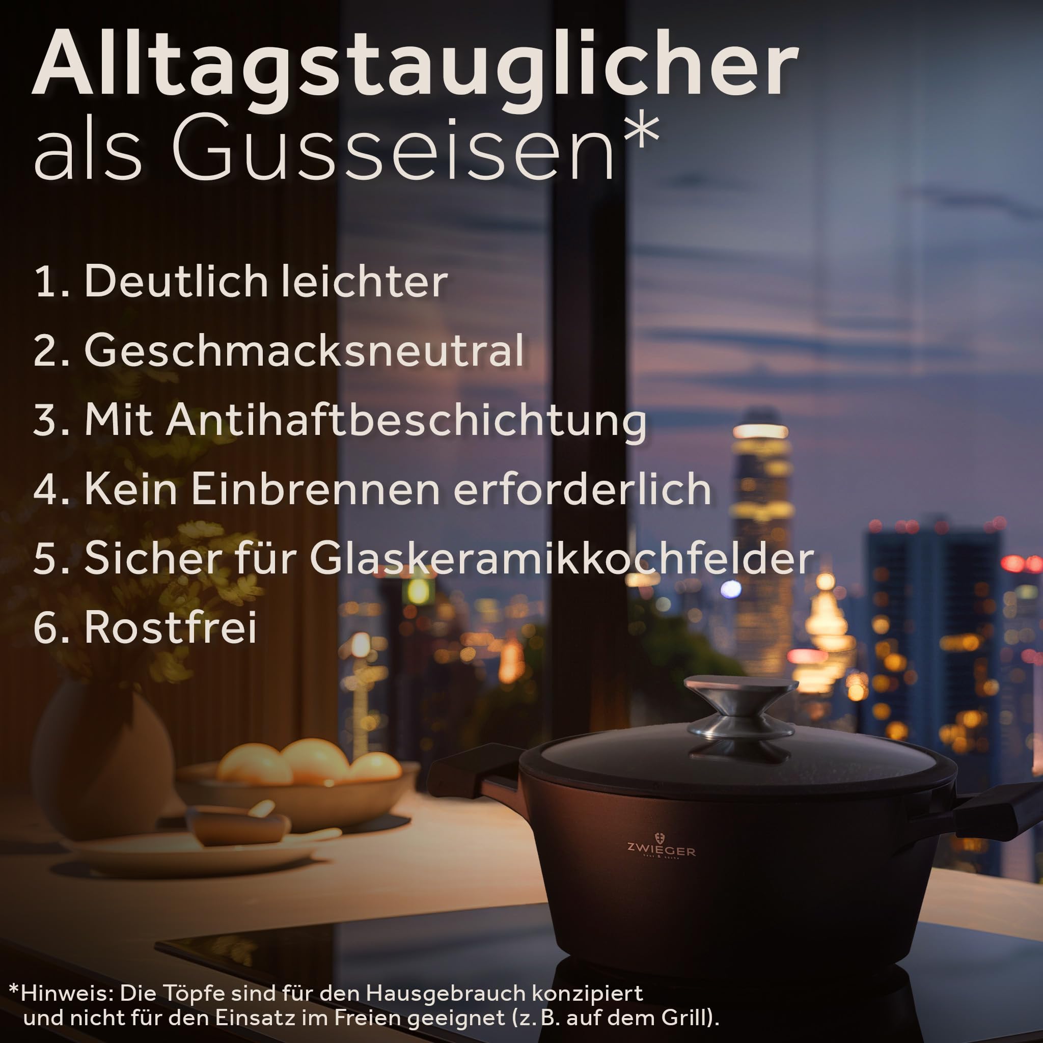 ZWIEGER 3-in-1 Schmortopf mit Deckel Backofengeeignet 28 cm - Groß Bräter induktion, brotbackform mit deckel - Vollflächiger Edelstahlboden, für alle Herdarten geeignet - Antihaft, PFOA-&PFOS-frei