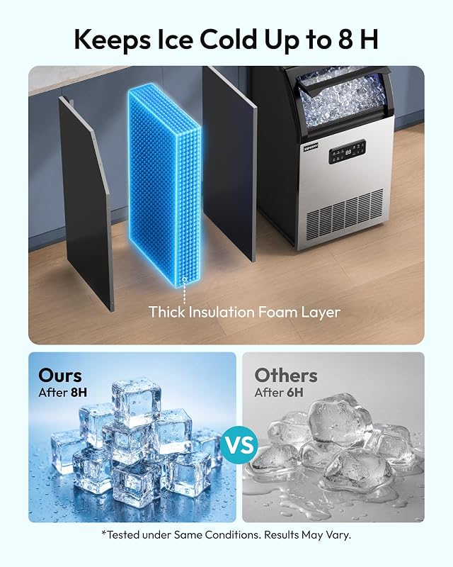 EUHOMY Commercial Ice Maker,120lbs/24H,Under Counter,33lbs Bin,Water Filter image 6