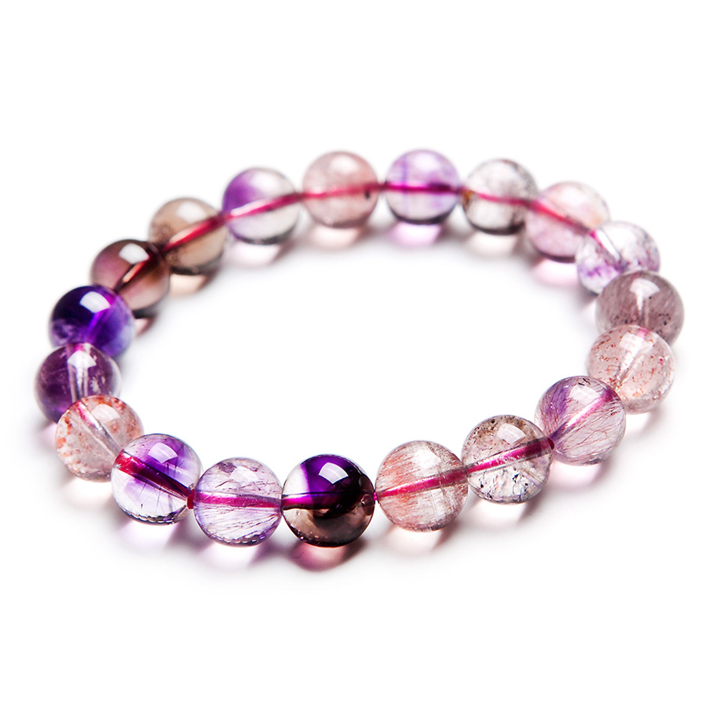 9mm Jewelry Bracelet Natural Super Seven 7 Gemstone Crystal Melody Stone Elastic Round Bead