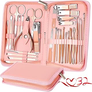 Manicure Set Pedicure Kit Womens Nail Clippers Set 32 in 1 Professional Grooming Care Tools Nail Kit Including Facial, Fin...
