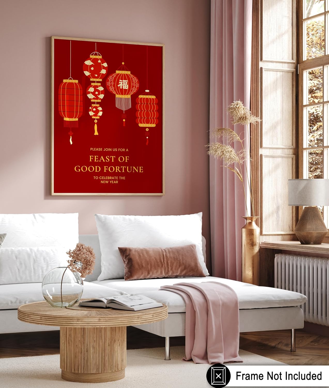 Poster Master Feast Of Good Fortune Poster - Chinese New Year Print - Holiday Art - Lantern Art - Gift for Men & Women - Great Wall Decor for Office, Bedroom or Living Room - 8x10 UNFRAMED Wall Art