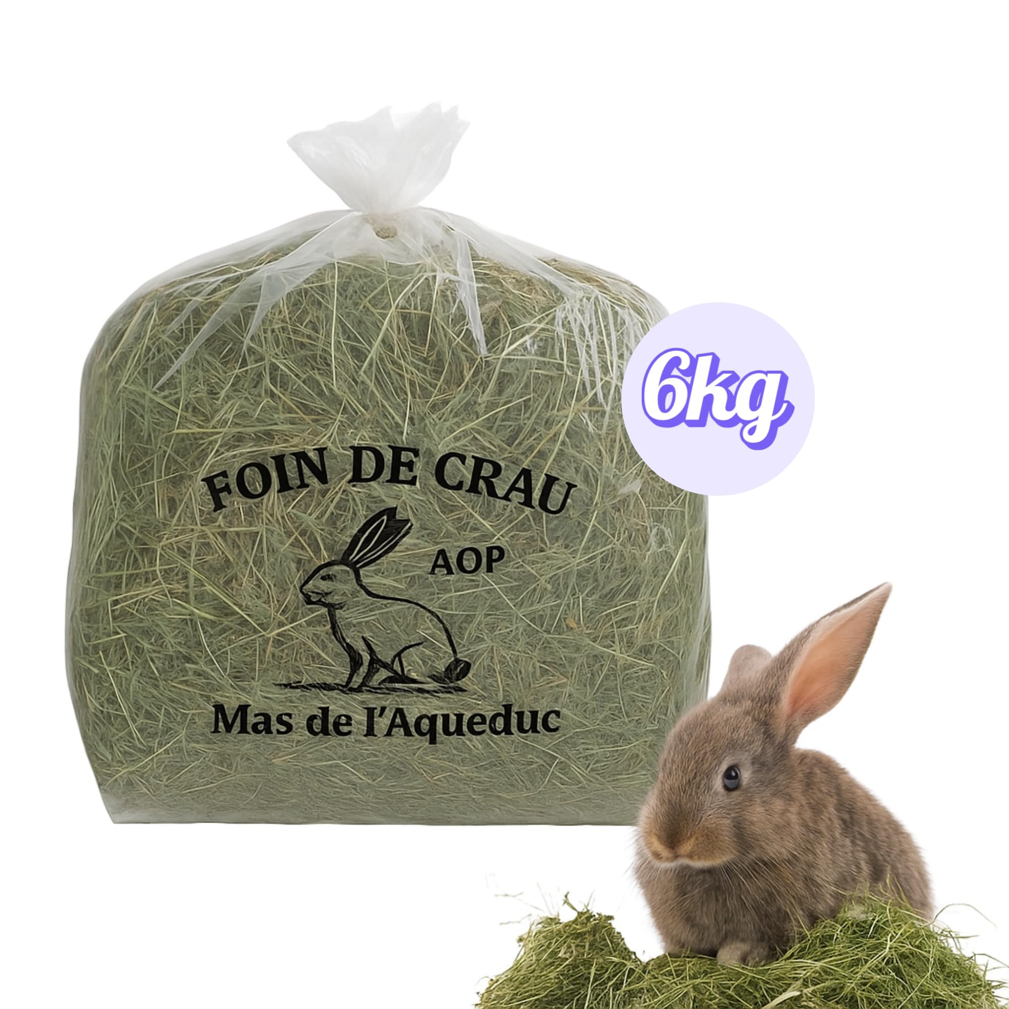 Foin de Crau AOP Mas de l’Aqueduc pour Lapin et Rongeur 6KG