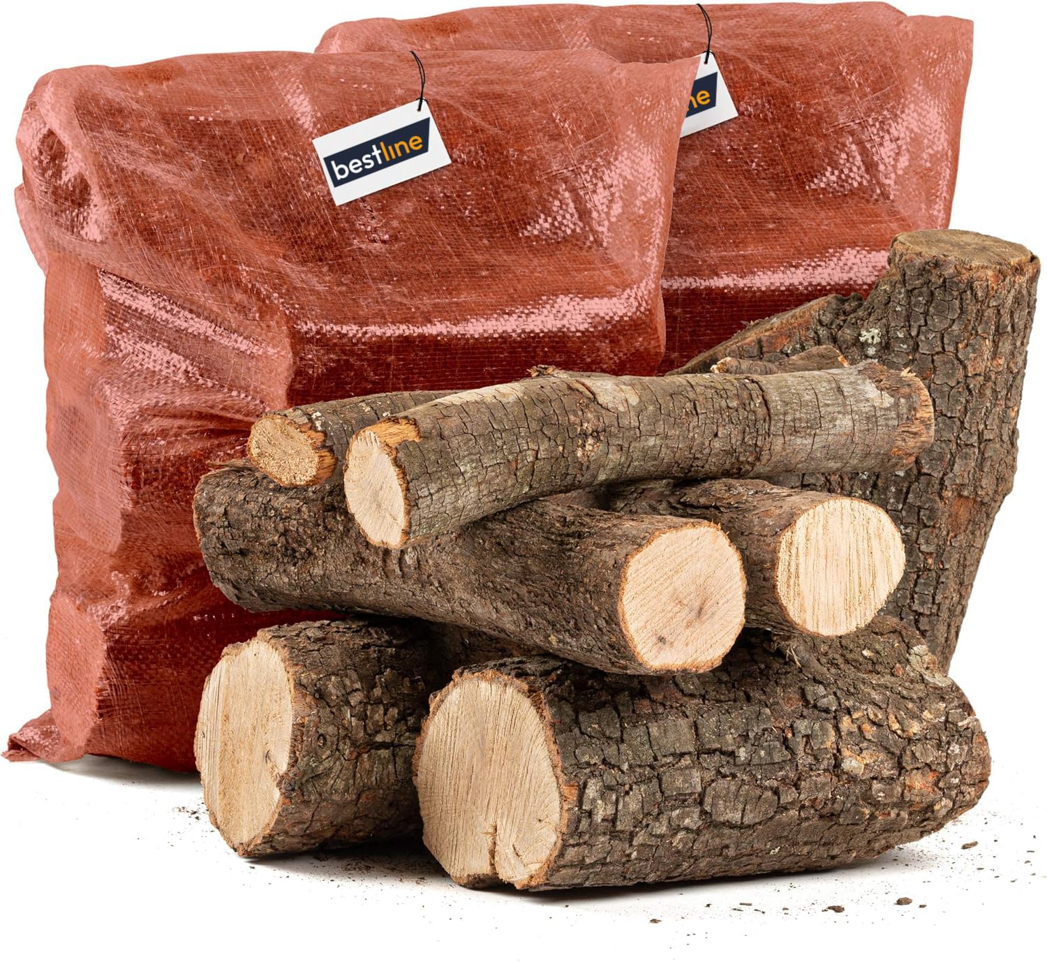 Leña Encina Seca Ecológica Cortada en Troncos Medianos para Barbacoa, Chimenea, Caldera y Estufa, 24Kg
