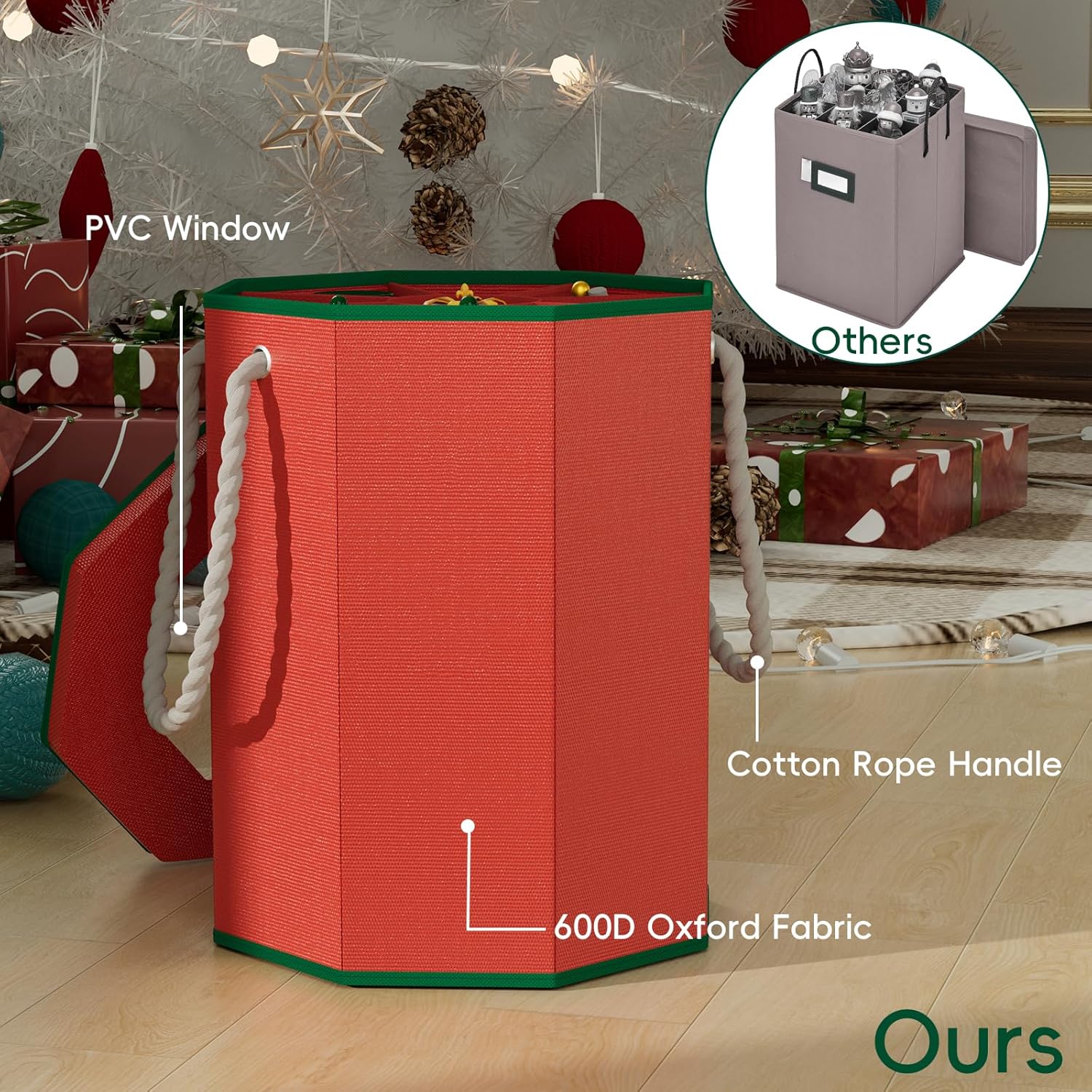 VERONLY Nutcracker Storage Box, Octagonal Figurine Collectible Organizer with Clear Top & Handles, Christmas Decor Storage for 9-16" Holiday Figurines and Soldier Dolls Collection