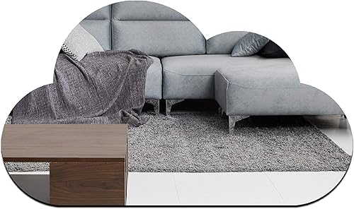 SPEEDYORDERS Espejo en forma de nube moderno hoja de espejo de nube de 20 x 116 pulgadas espejo minimalista plateado para decoración de pared