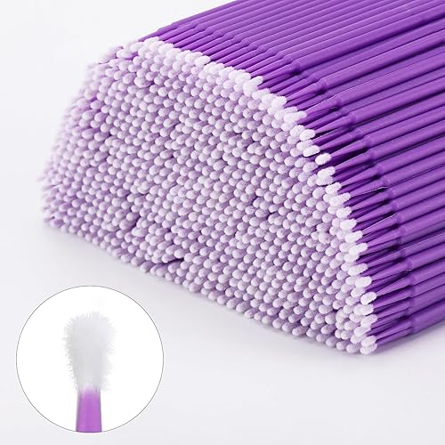 Miniatura 4 de Tbestmax 1200 piezas de cepillo micro aplicador, micro hisopos, varitas desechables para pestañas para extensión de pestañas (morado)