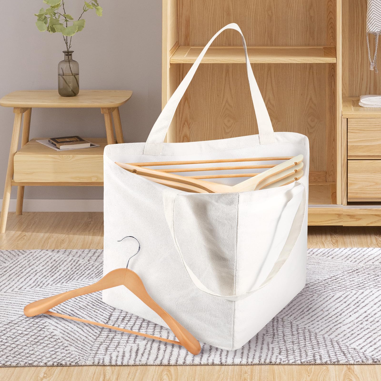 Alongen Triangle Clothes Hanger Bag,With Handles Large Capacity Clothes Hanger Organizer Bag Foldable Clothes Organizer Holder For Space Saving White(Triangle)