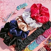 Vista 4 de Juego de accesorios para el cabello - Coleteros, lazos elásticos sin delinear, cintas, sujetadores de cola de caballo, bandas de goma para niñas