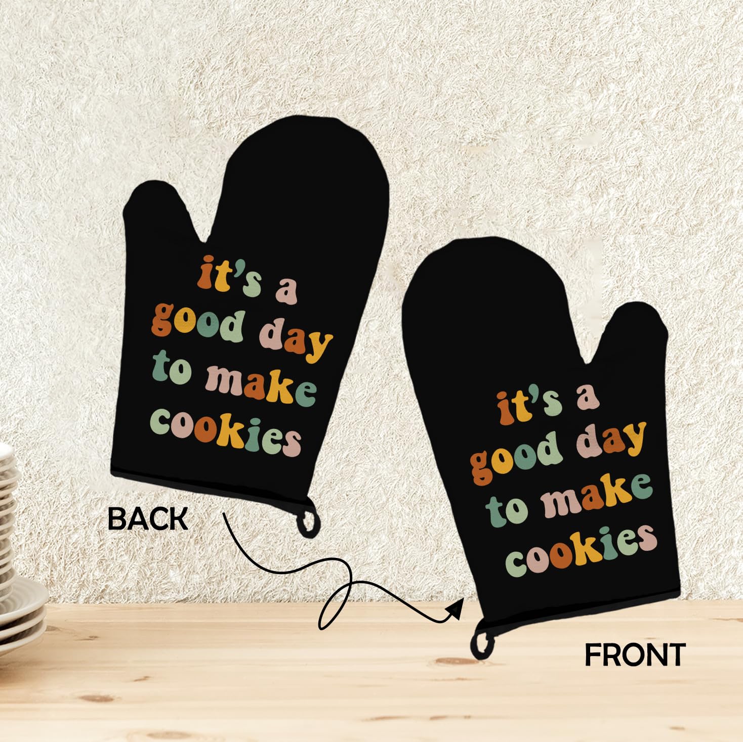 Regalos para hornear, guantes de horno y soportes para ollas, regalos para hornear para mujeres, regalos para amantes de las galletas, resistente al calor, decoración de cocina para niñas, día 7