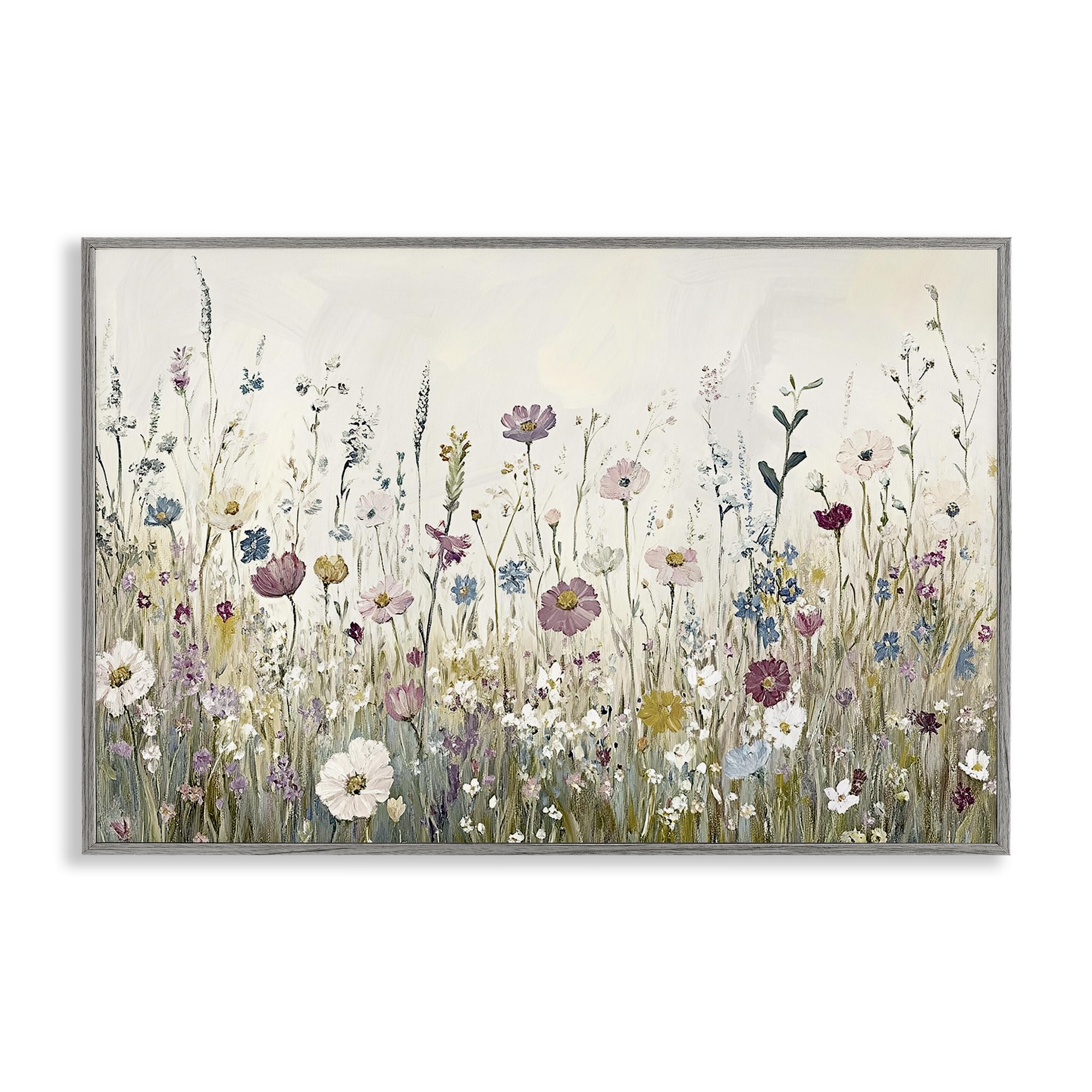 Stupell Industries Spring Meadow Wildflowers Bouquet 'Spring Blooms Pastoral Meadow', Framed Giclee Art, Gray, 24 X 16 Inches, Easy To Hang And Sturdy, Made In Usa, By Kim Allen