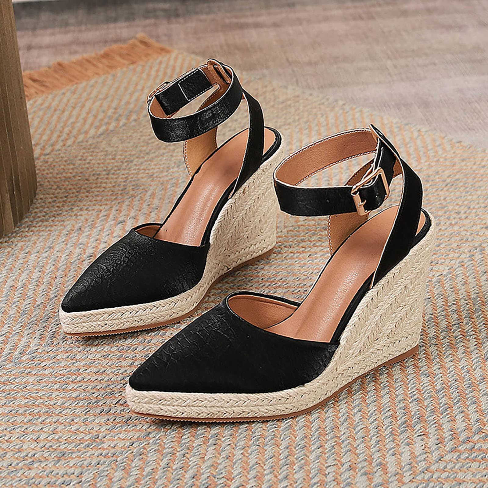 Alpargatas Mujer Cuña Primavera Verano Anchas Mujer Cuña Plataforma Calzado Esparteñas Zapatos de Tacón Elegantes Vestir Sandals Alpargatas Valencianas Verbenas Fiesta