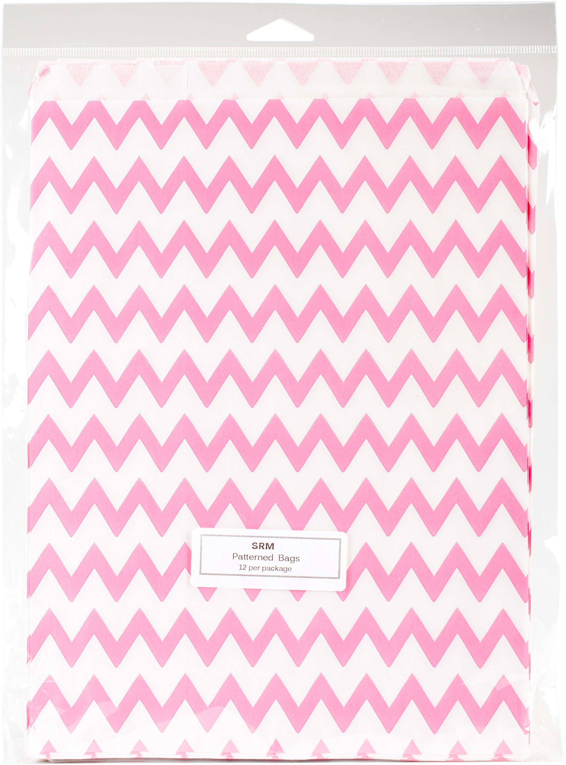 SRM Press 65078 Patterned Bags 8.5"X11" 12/Pkg-Light Pink Chevron
