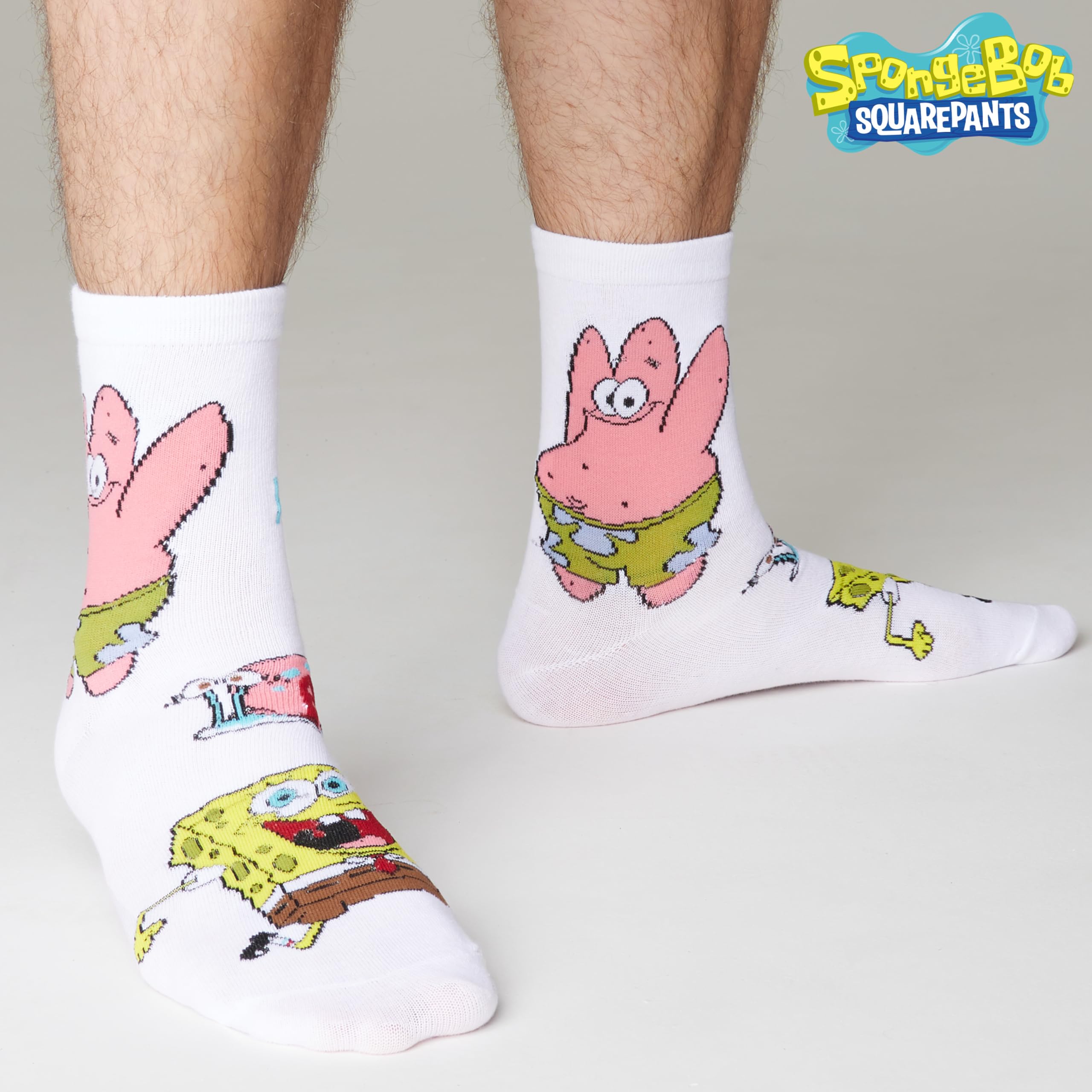 SpongeBob Squarepants Calzini Uomo - Calze Uomo Pacco da 5 - Calzini Divertenti per Ragazzo Taglia Unica Cotone Misto - Regalo Natale Compleanno