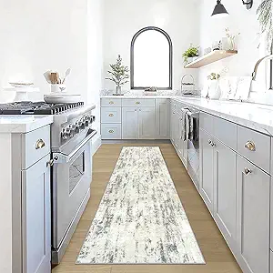 2'6''x8' Runner Rugs Washable Rug: Modern Abstract Living Room Rug Soft Anti-Skid Thin Carpet Indoor Floor Non-Shedding Carpets for Bedroom Dining Room Farmhouse Nursery Home Office - Grey Brown