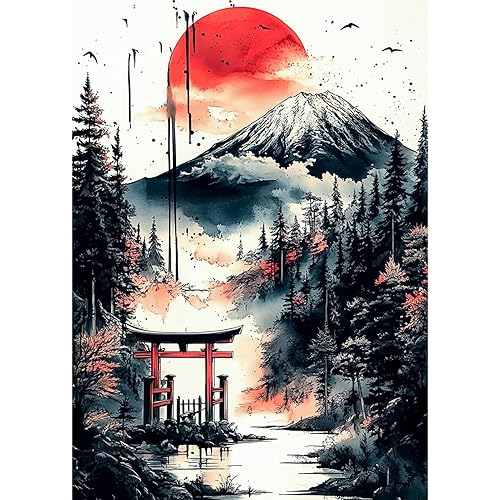 DAERLE Diamond Painting Kits for Adults, Japanese Style Landscape, 5D Sacred Shinto Gates Diamond Art for Beginners, Gem Art Kits for Adults for Home Wall Decor 30x40cm - landscape