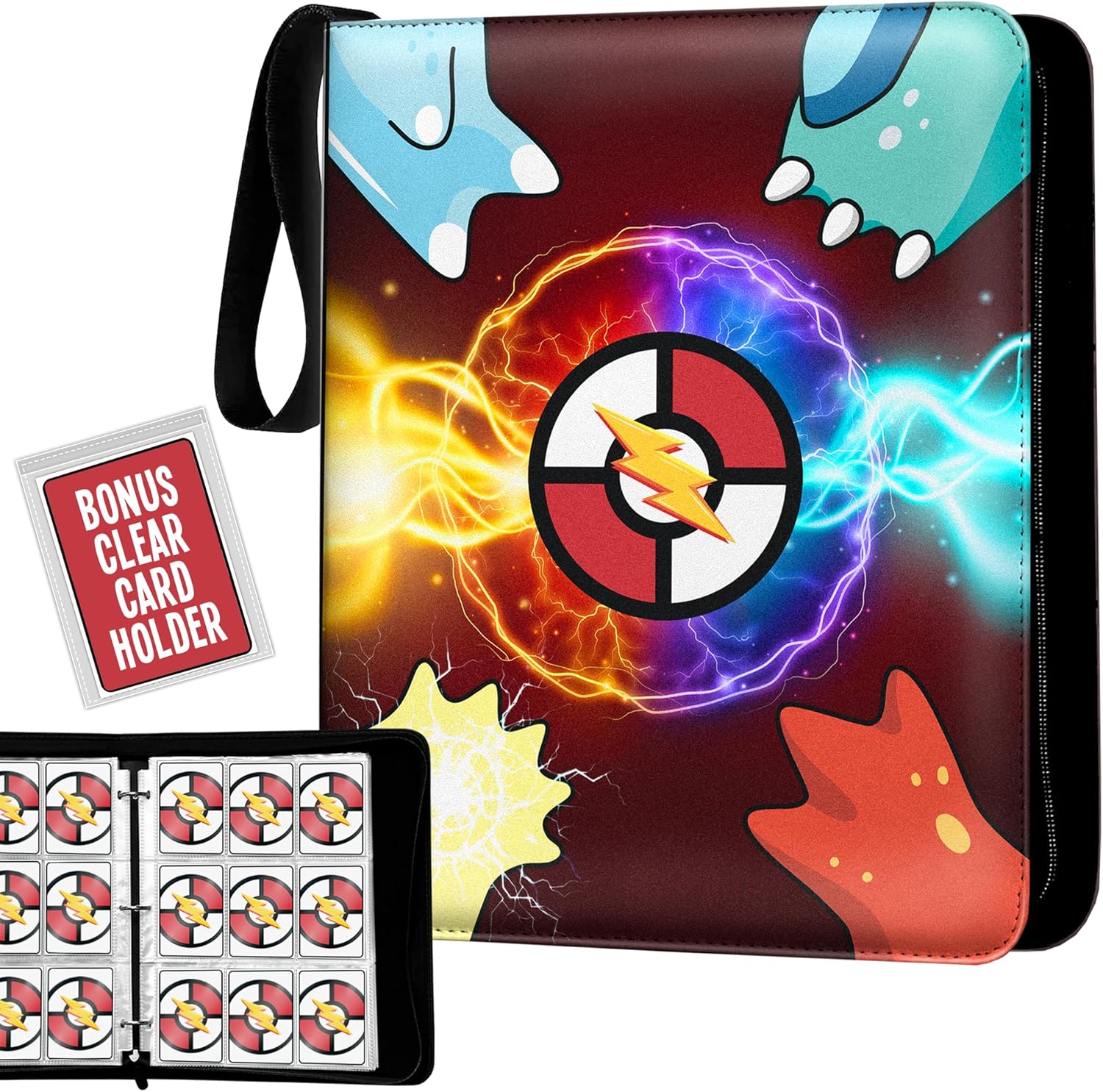 Premium 900-Card Trading Card Binder – 13" x 10.5" PU Leather Zipper Binder with Handle, 50 Double-Sided 9-Pocket Sheets, Velvet Liner, Includes Bonus Clear Card Holder